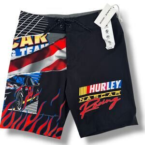 Hurley Nascar Phantom Eco Car Racing Boardshorts Swim Shorts Size 36 20" Outseam